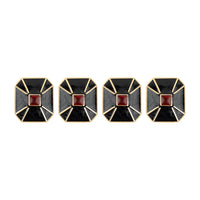 Black Onyx Red Enamel Square Kurta Button Set