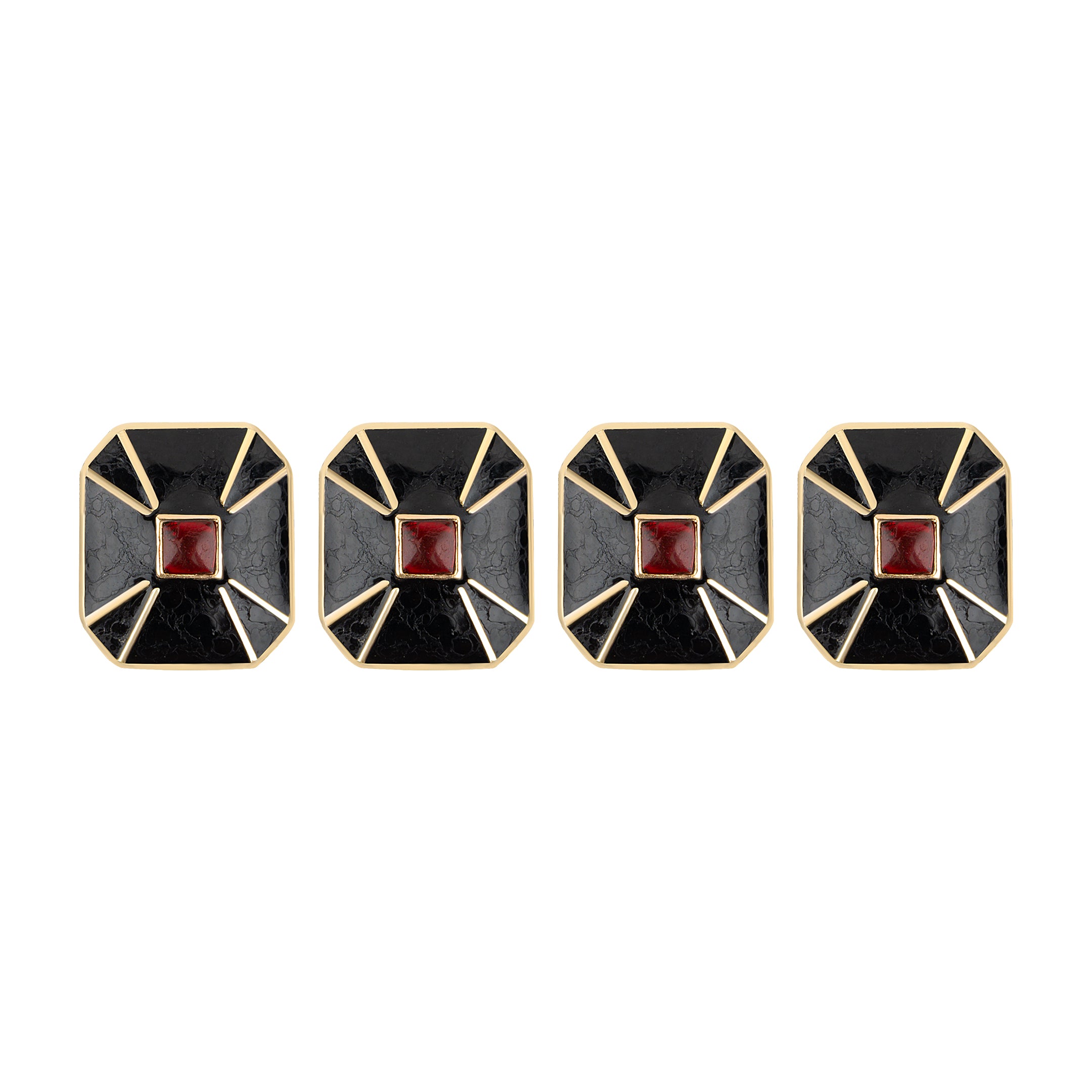 Black Onyx Red Enamel Square Kurta Button Set