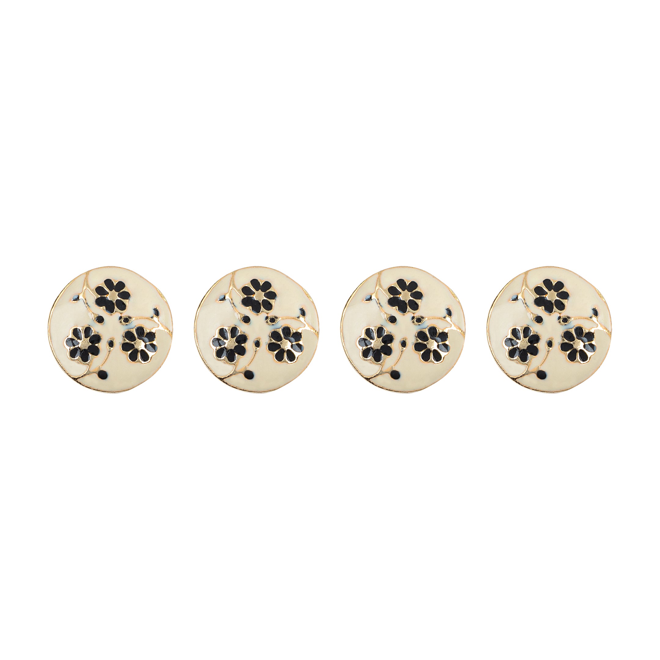 Gota Patti Floral Inspired Handcrafted Gold Plated Kurta Button Set of 4