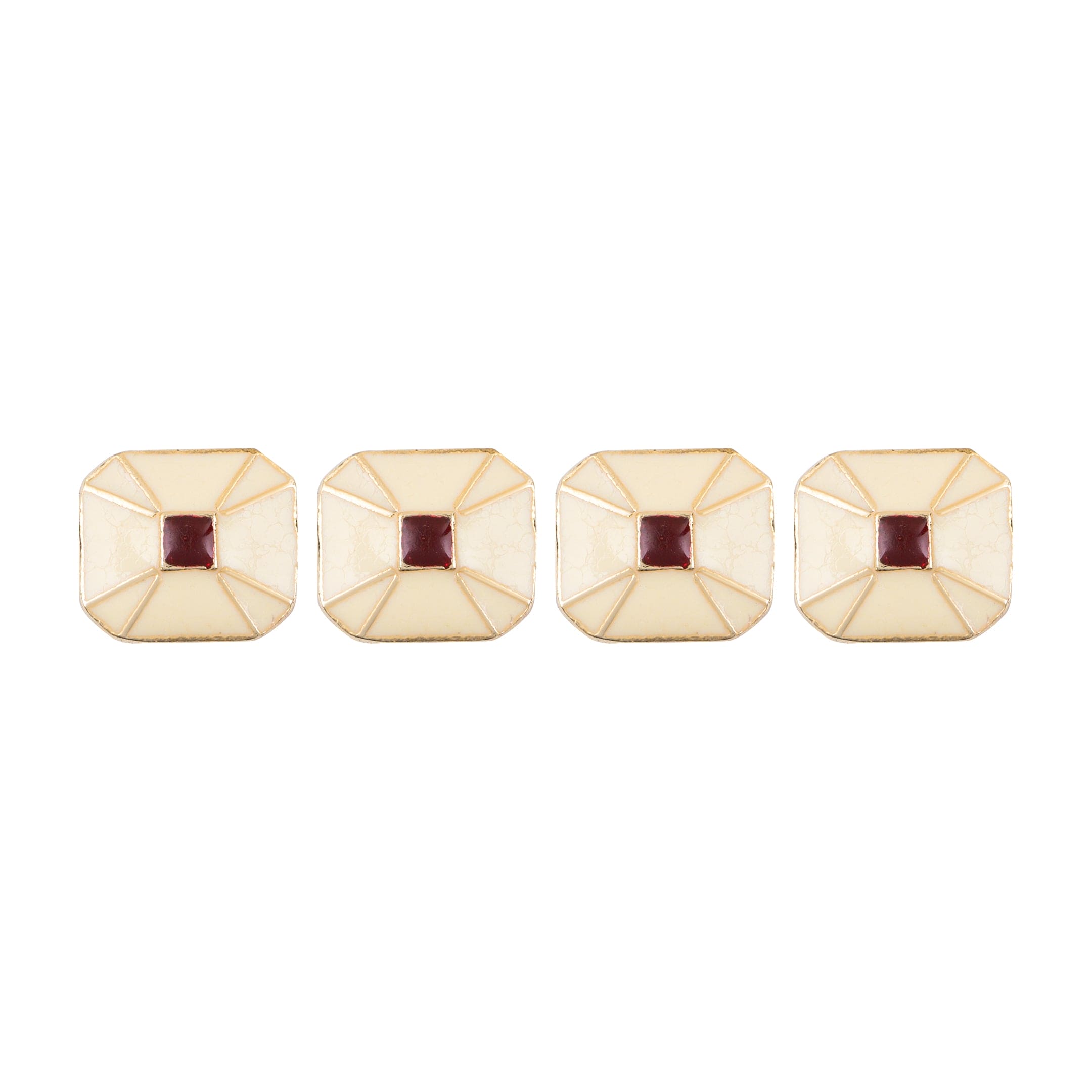 White Onyx Red Enamel Square Kurta Button Set