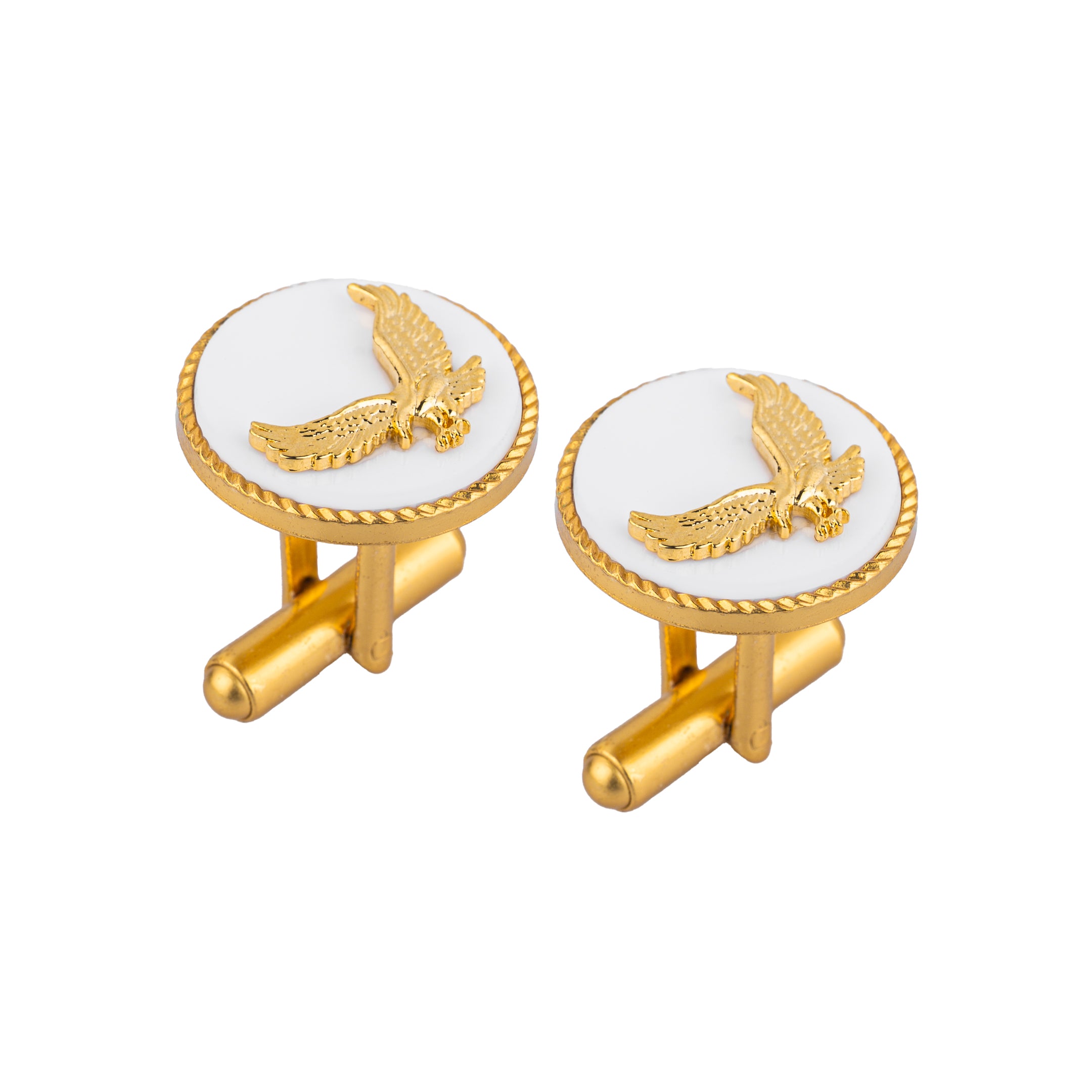 White Marwar Eagle Gold Plated Cufflinks