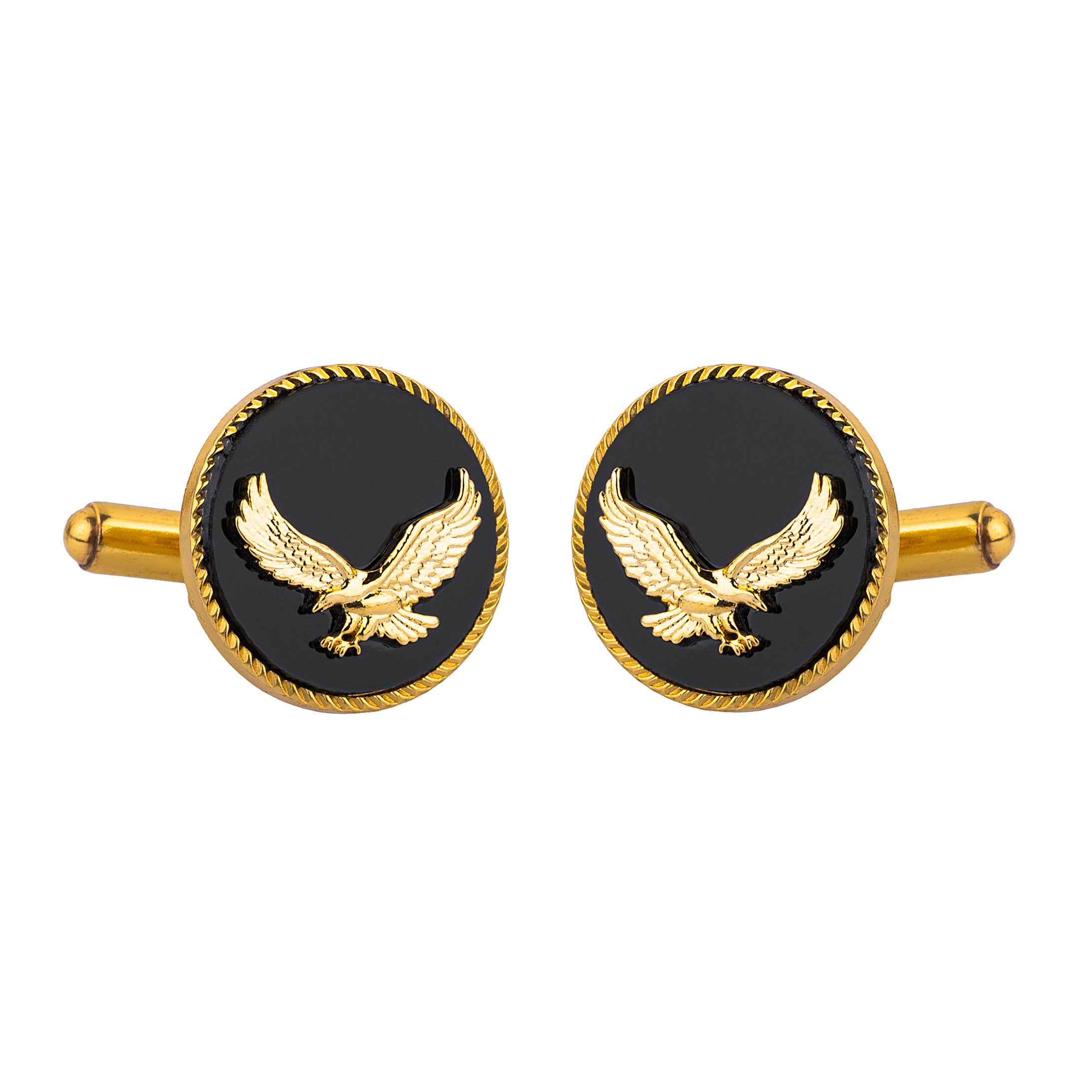 Black Marwar Eagle Gold Plated Cufflinks