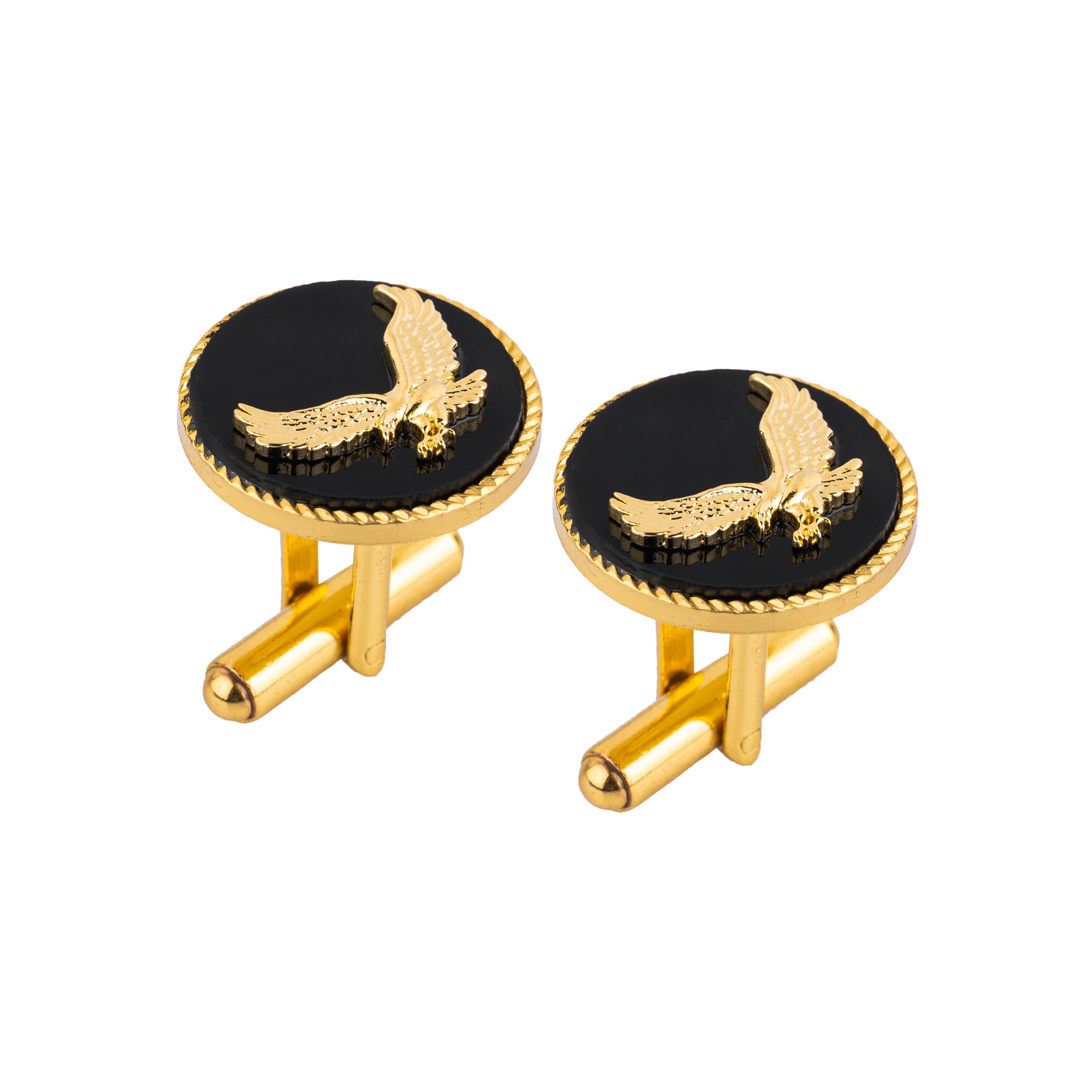 Black Marwar Eagle Gold Plated Cufflinks