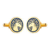 Royal Marwari Horse Blue Enamel Cufflinks