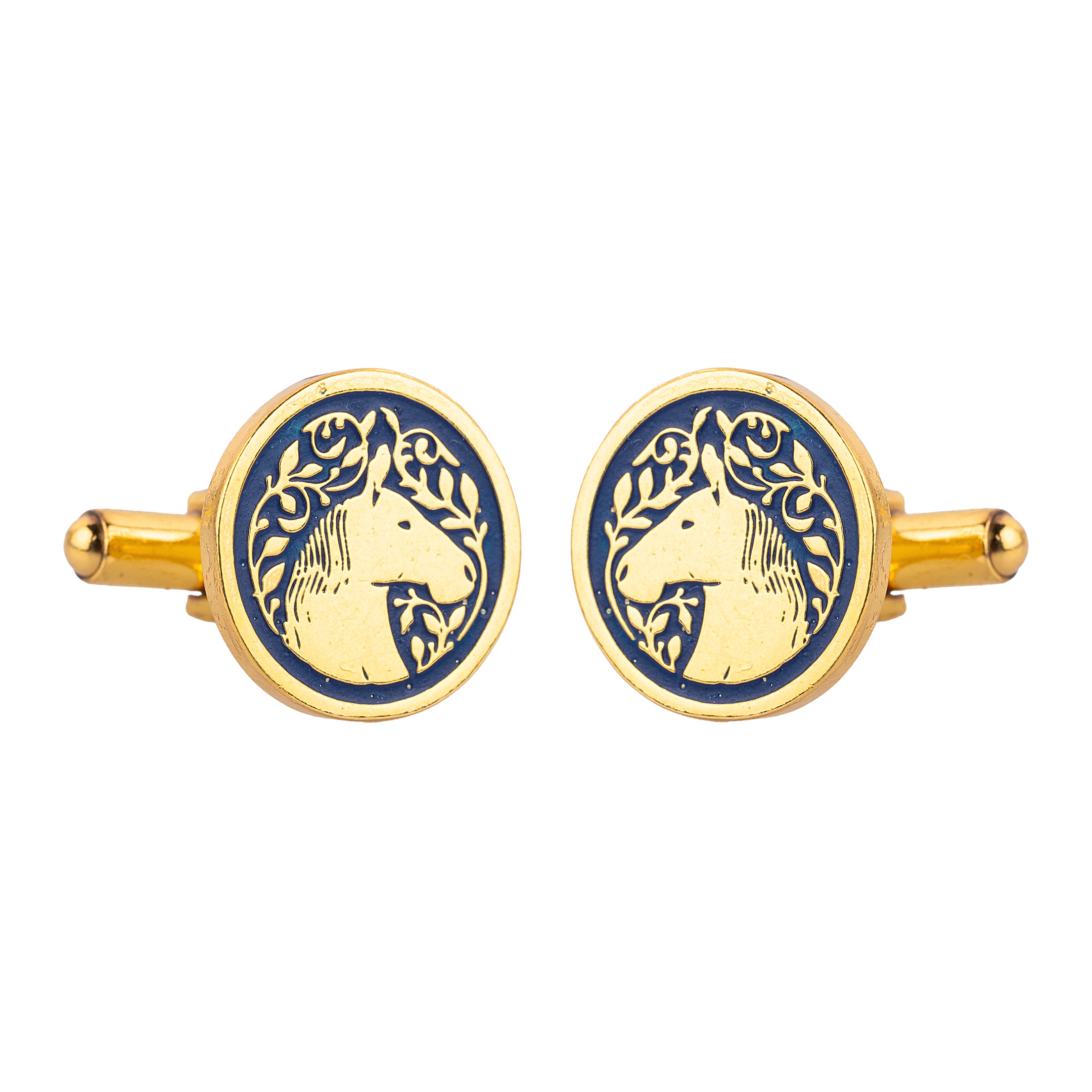 Royal Marwari Horse Blue Enamel Cufflinks
