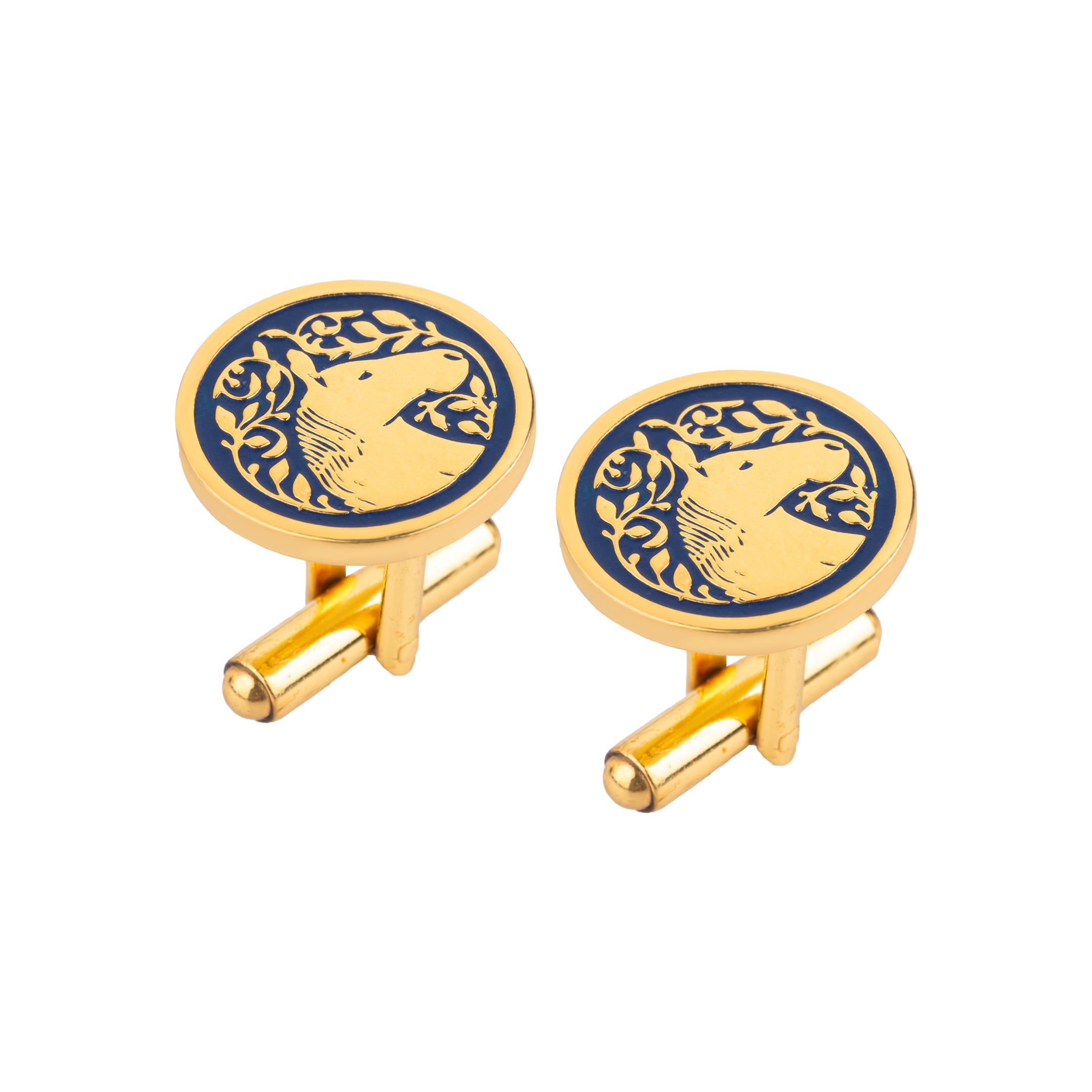 Royal Marwari Horse Blue Enamel Cufflinks