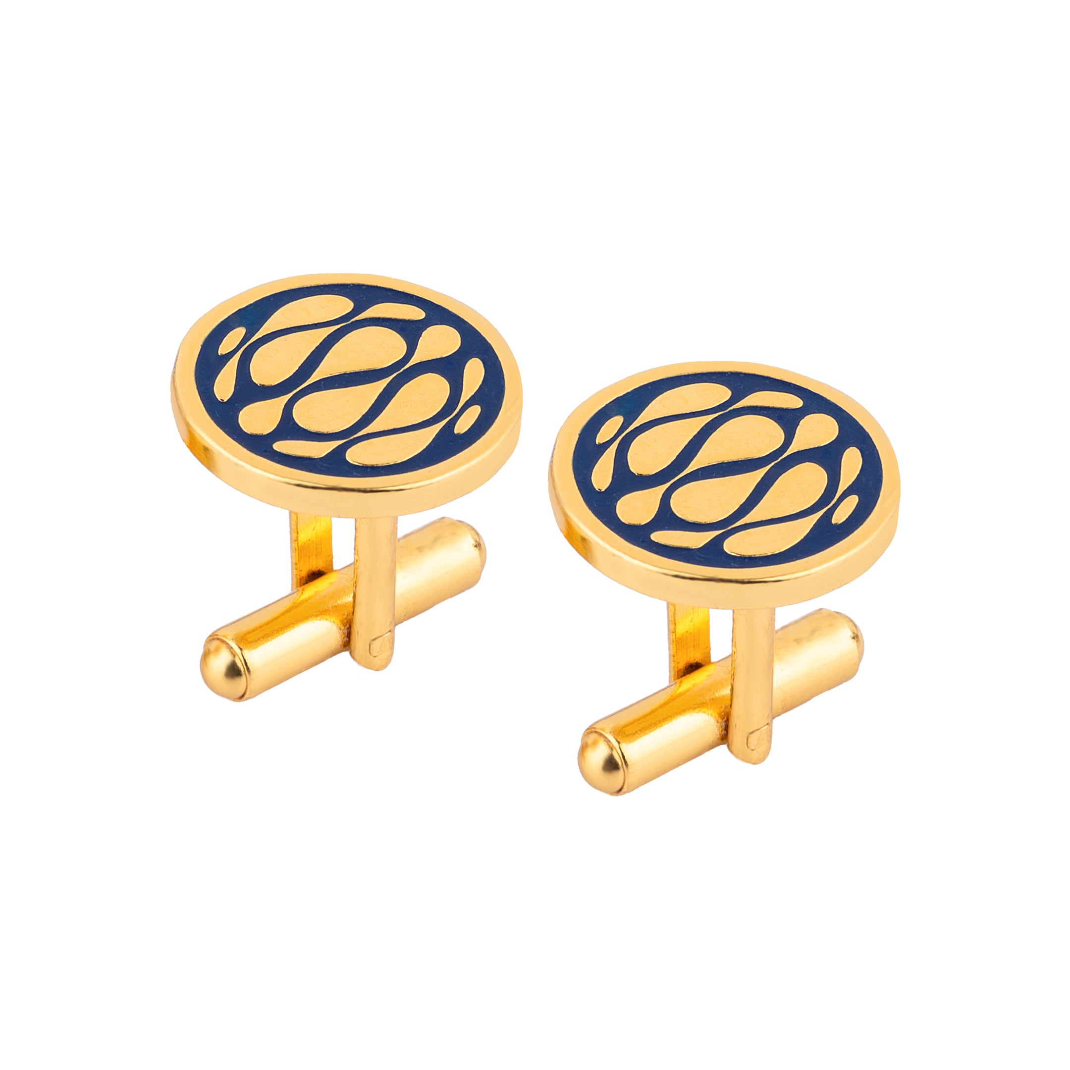 Desert Wave Blue Enamel Gold Plated Cufflinks