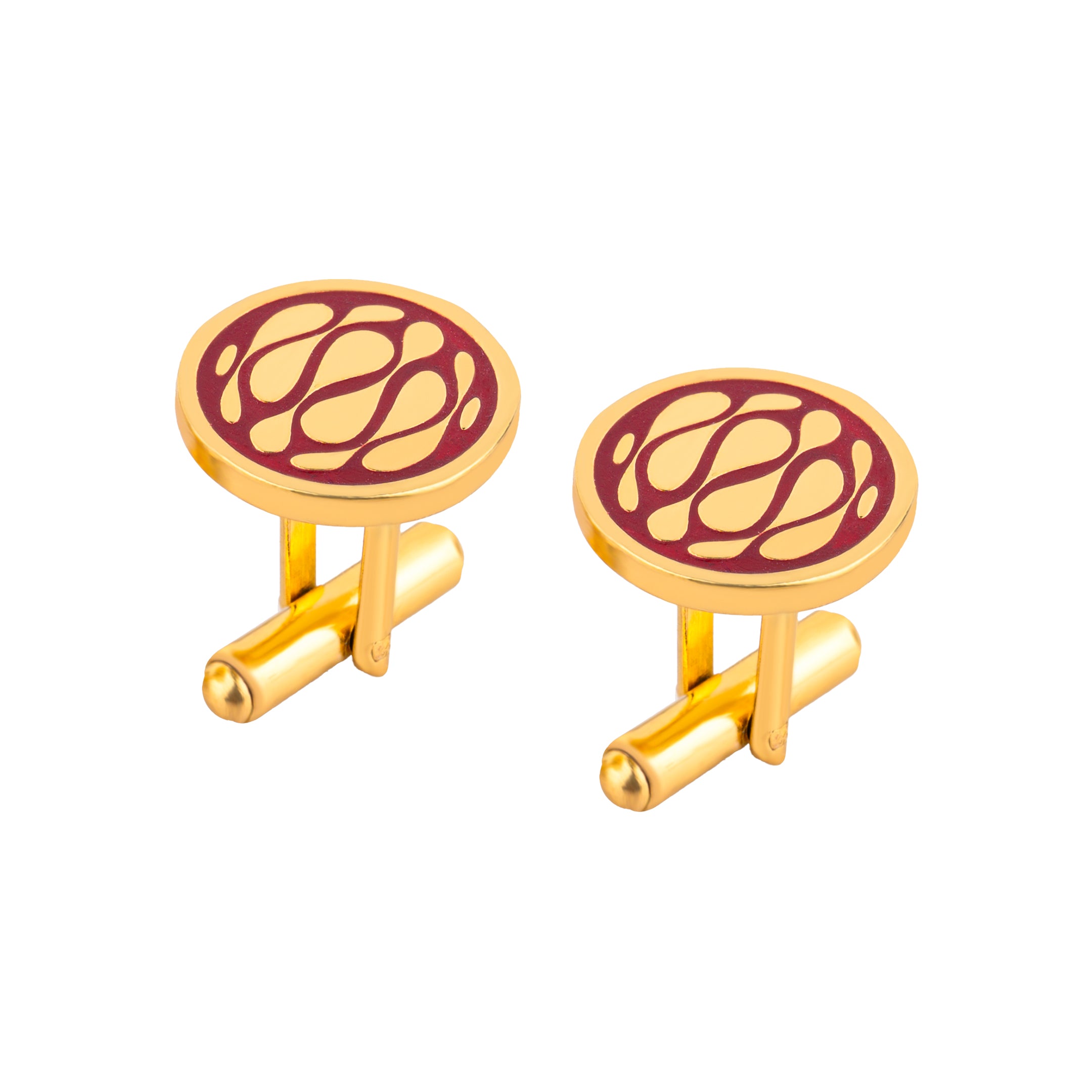 Desert Wave Red Enamel Gold Plated Cufflinks