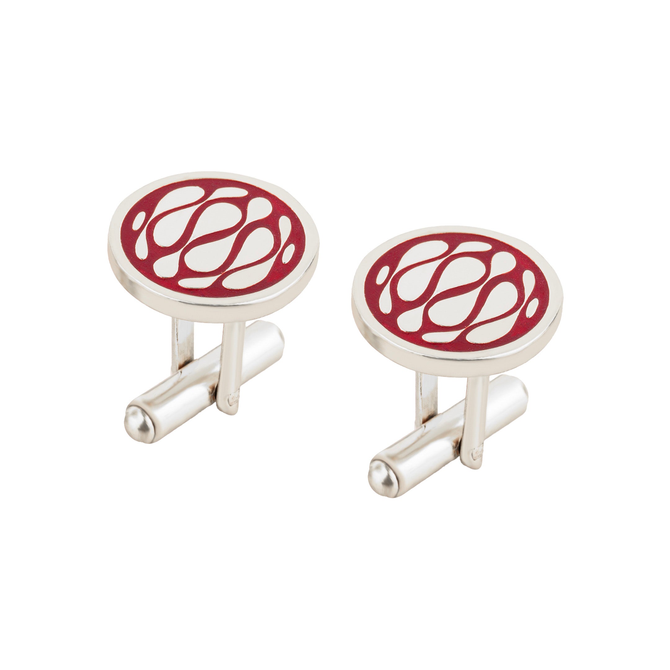 Desert Wave Red Enamel Silver Plated Cufflinks