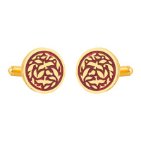 Jodhpur Heritage Avian Red Enamel Gold Plated Cufflinks