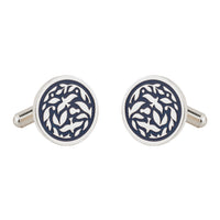 Jodhpur Heritage Avian Blue Enamel Silver Plated Cufflinks