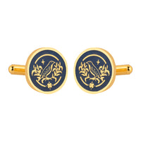 Sparrow Lush Flora Blue Enamel Gold Plated Cufflinks