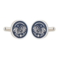 Sparrow Lush Flora Blue Enamel Silver Plated Cufflinks