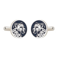 Marwar Leopard Blue Enamel Silver Plated Cufflinks