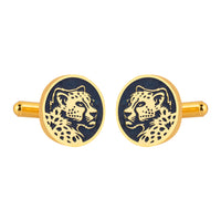 Marwar Leopard Blue Enamel Gold Plated Cufflinks