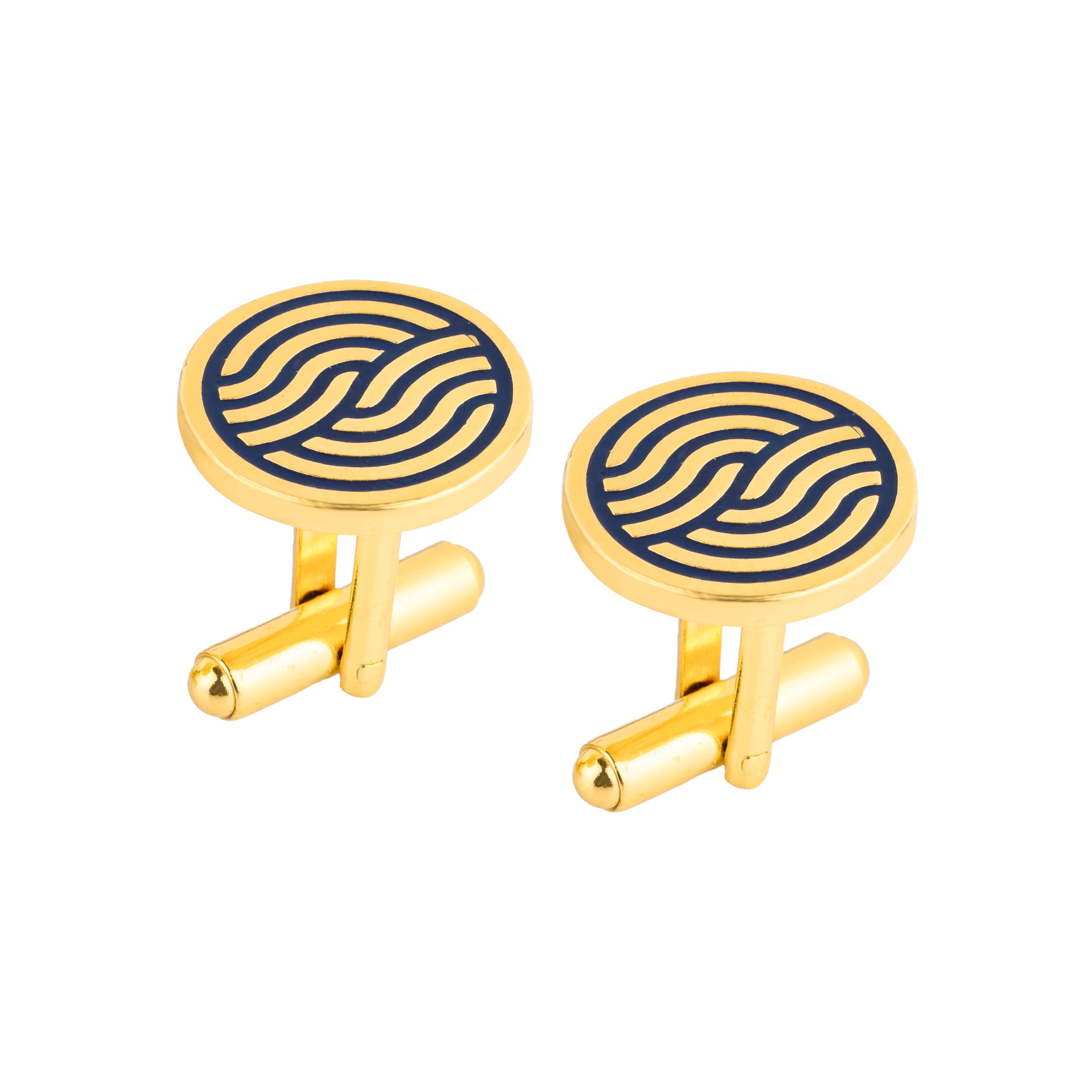 Leheriya Blue Enamel Gold Plated Cufflinks