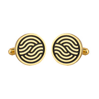 Leheriya Black Enamel Gold Plated Cufflinks