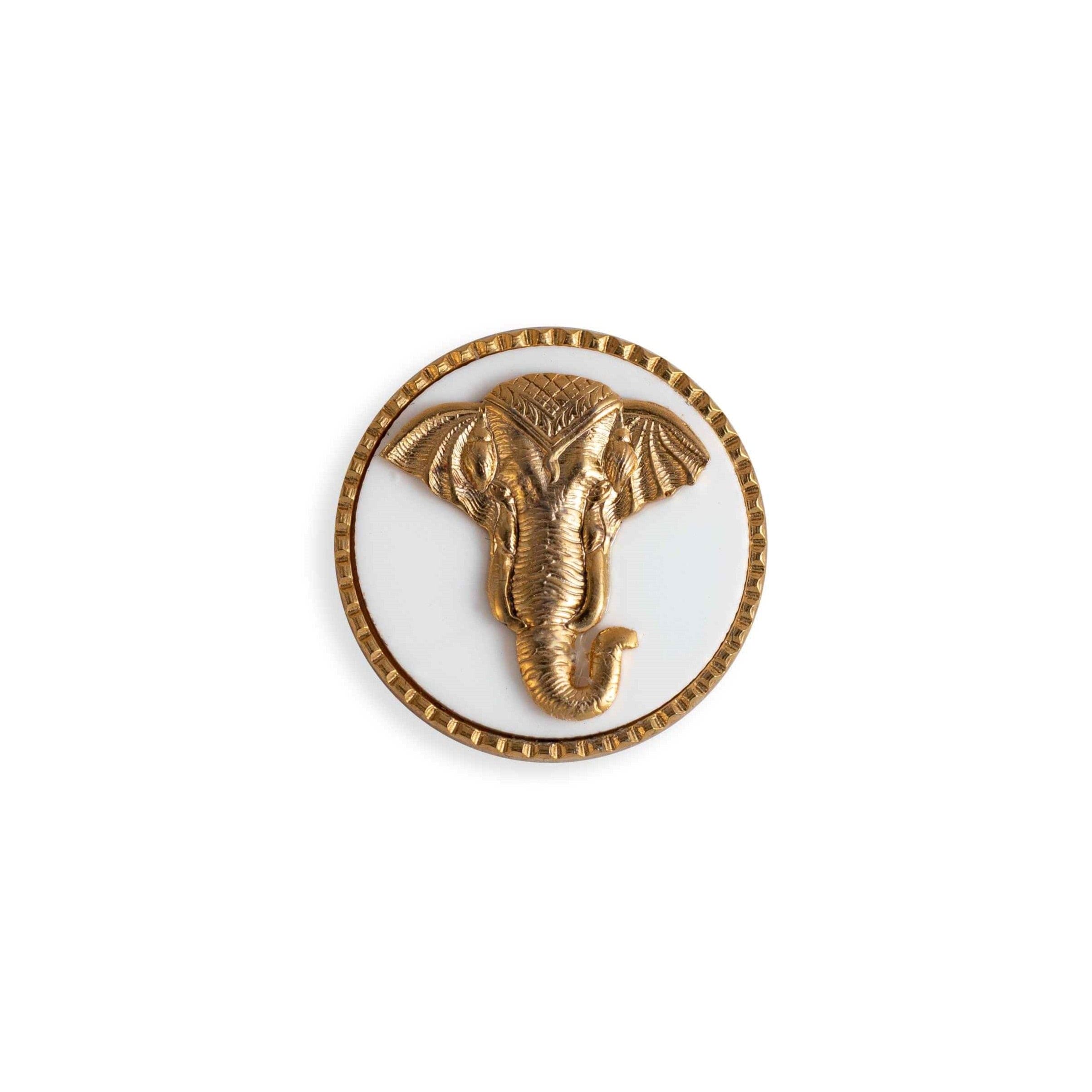 Handcrafted Elephant Buttons (White) | Jodhpuri Coat Buttons | JRT Handicrafts