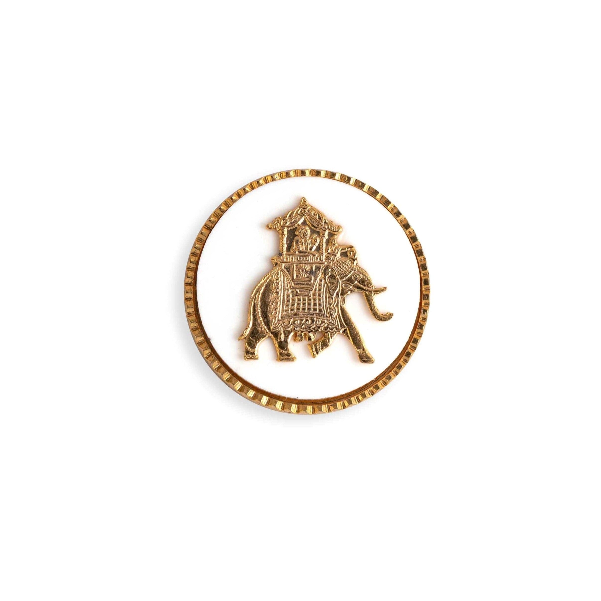 Handcrafted Elephant Howdah Button Set (White) | Jodhpuri Suit Buttons | JRT Handicrafts