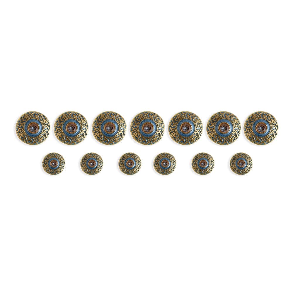 Handcrafted Floral Medallion Mosaic Blue Buttons | Fancy Buttons for Kurta | JRT Handicrafts