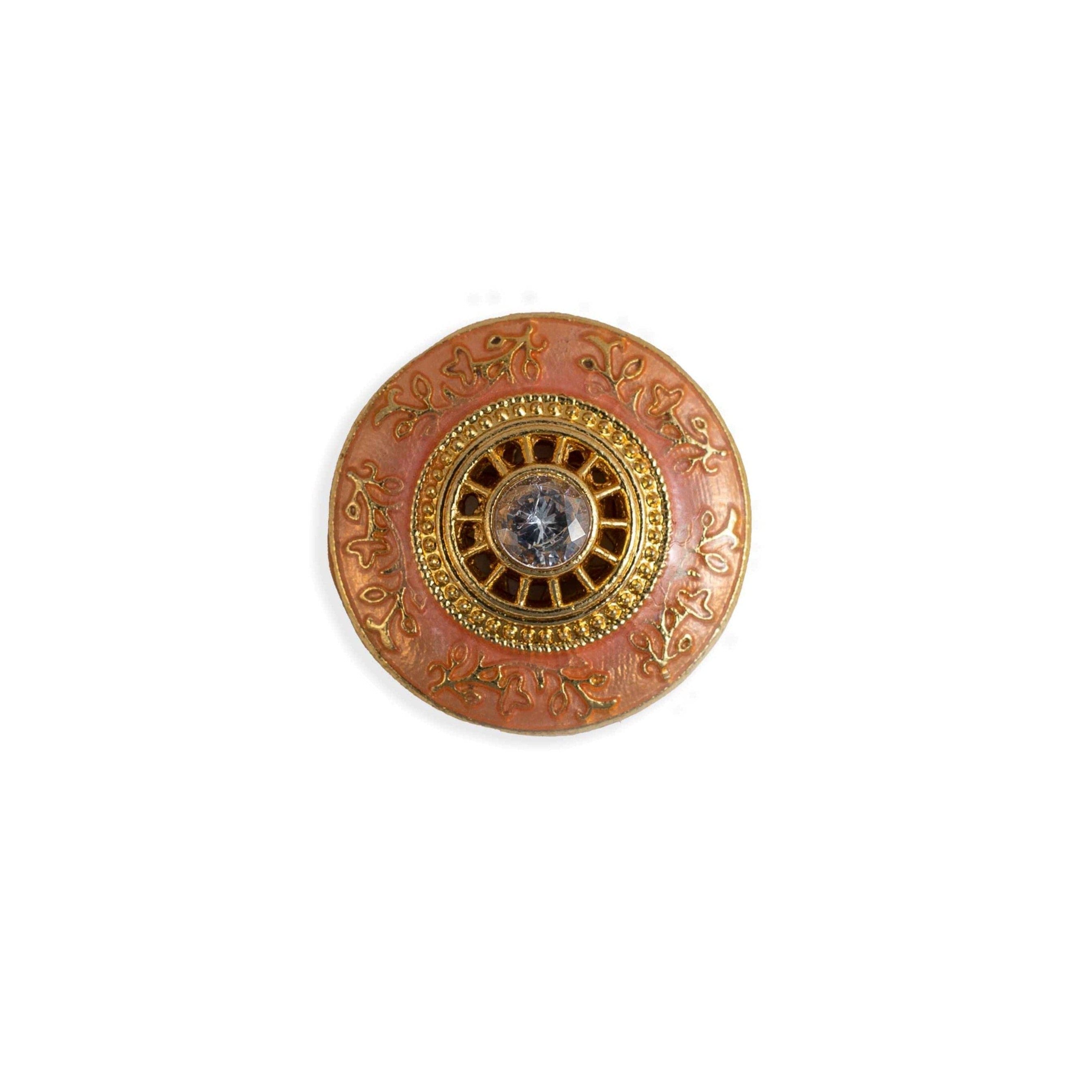 Handcrafted Floral Medallion Peach Enamel Buttons | Jodhpuri Suit Buttons | JRT Handicrafts