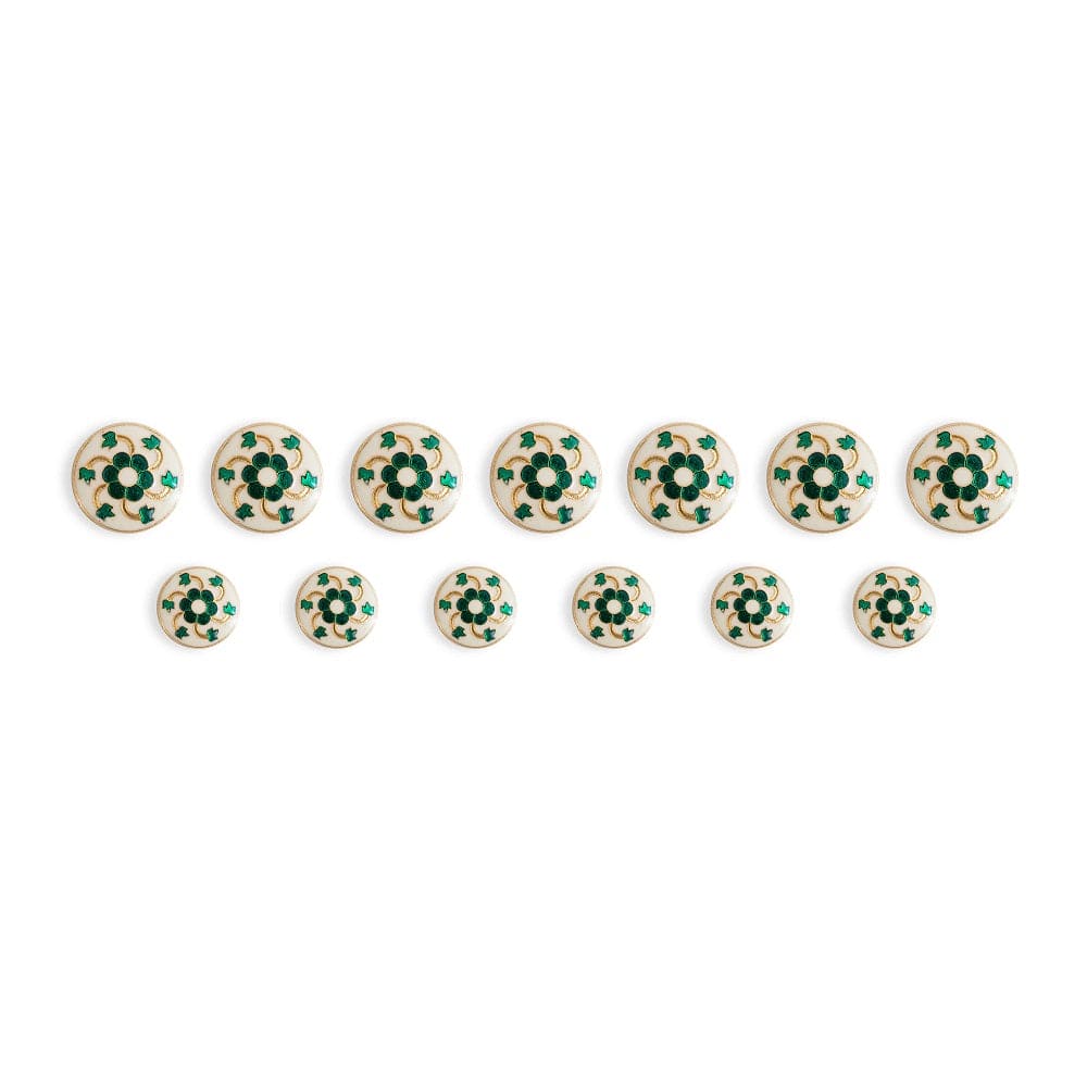 Handcrafted Green Swirl Enamel Buttons | Jodhpuri Suit Buttons | JRT Handicrafts