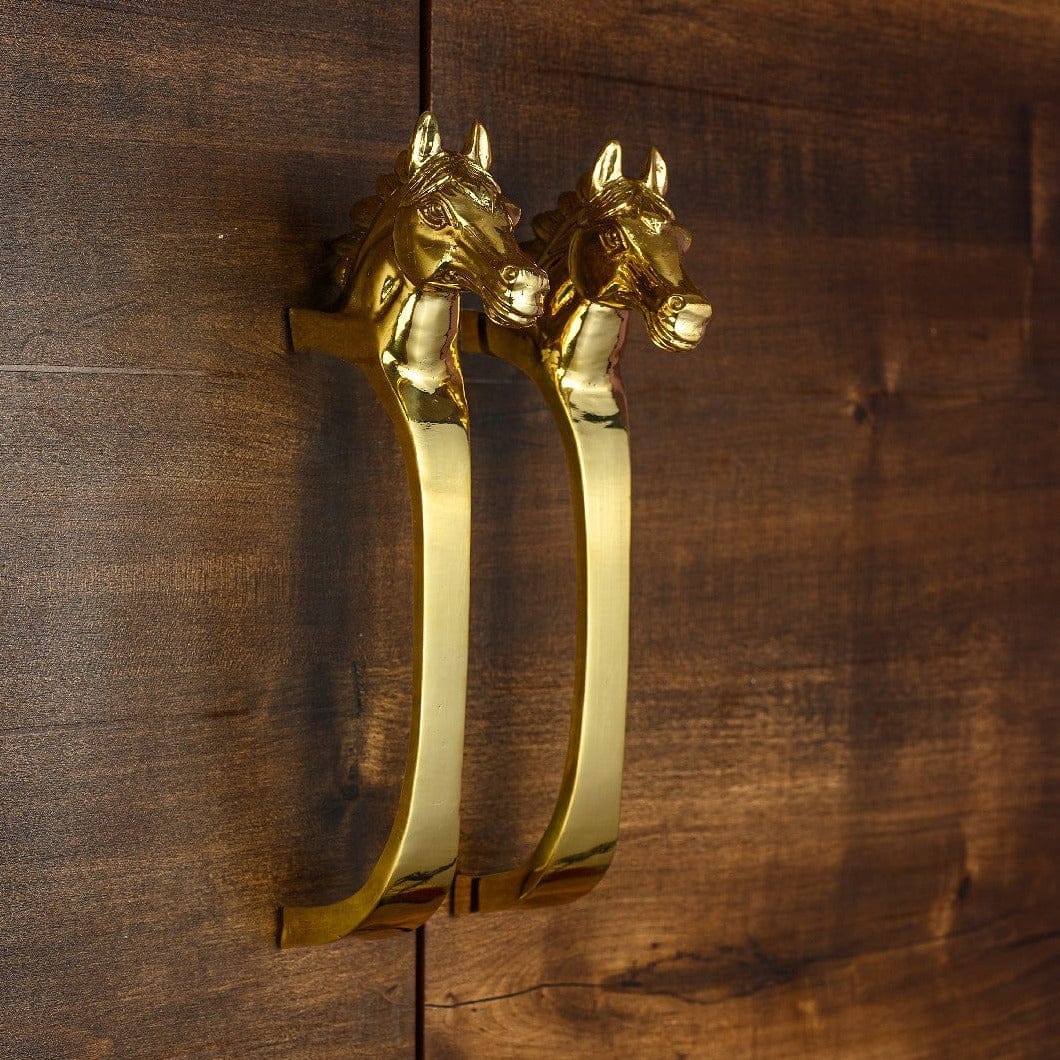 Luxurious Stallion Head Brass Metal Door Handle | handcrafted brass door handles | JRT Handicrafts 