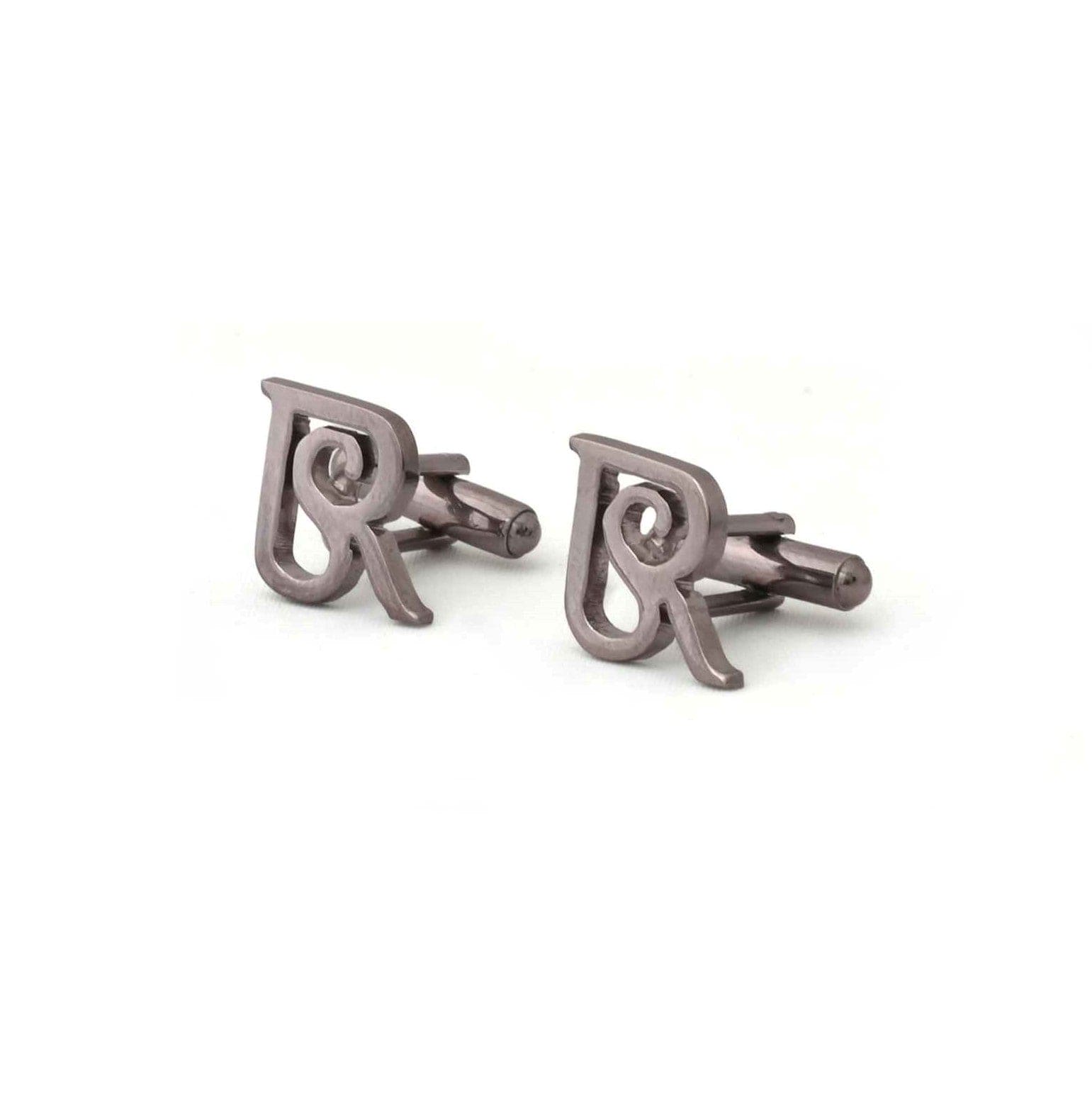 Initial Monogram Gun Metal Grey Cufflink Set | custom cufflinks for men | JRT Handicrafts