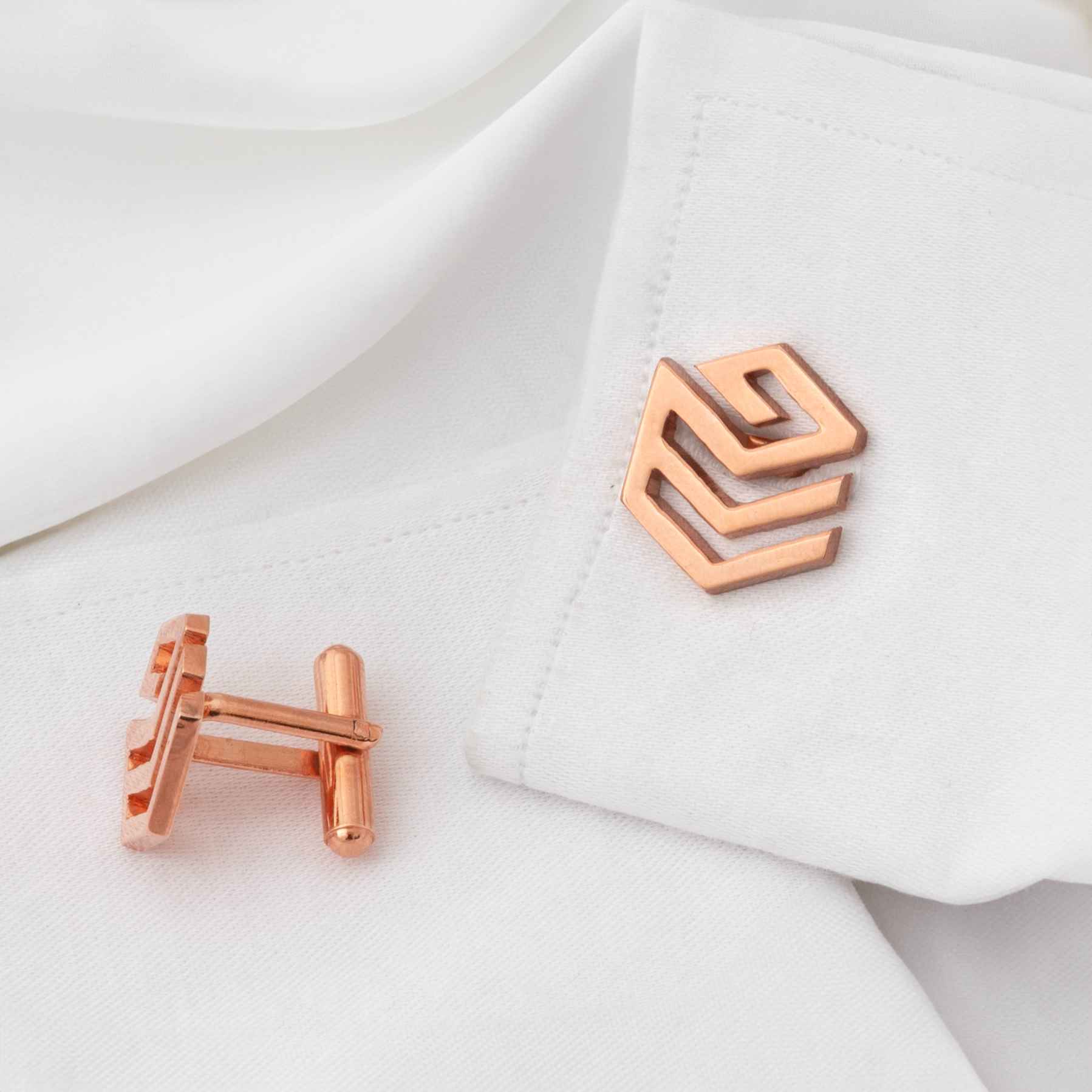 Initial Cufflinks | Designer Cufflinks | Initial Monogram Rosegold Plated Cufflinks Gift Set | JRT Handicrafts