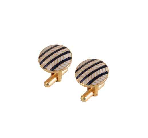 Handcrafted Blue Stripe Enamel Cufflinks For Men | Designer Cufflinks For Blazer | JRT Handicrafts