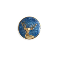 Mosaic Blue Swamp Deer Enamel Buttons