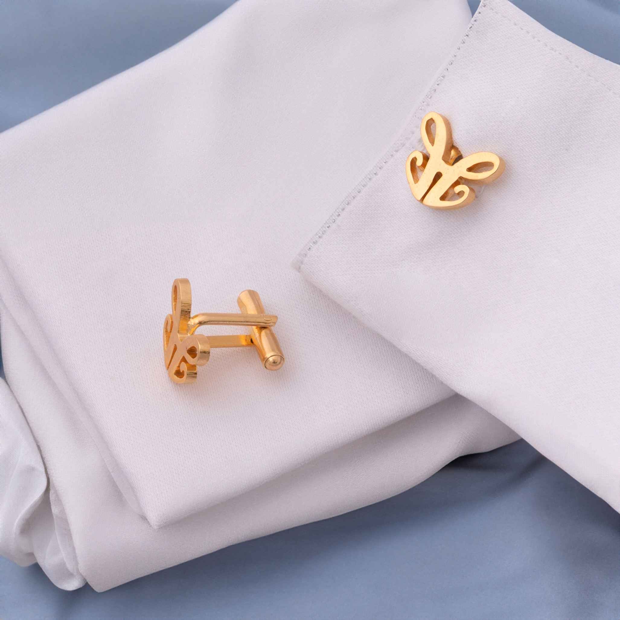 Personalized Crest Gold Plated Cufflinks For Men | Handcrafted personalised cufflinks | designer cufflinks | JRT Handicrafts