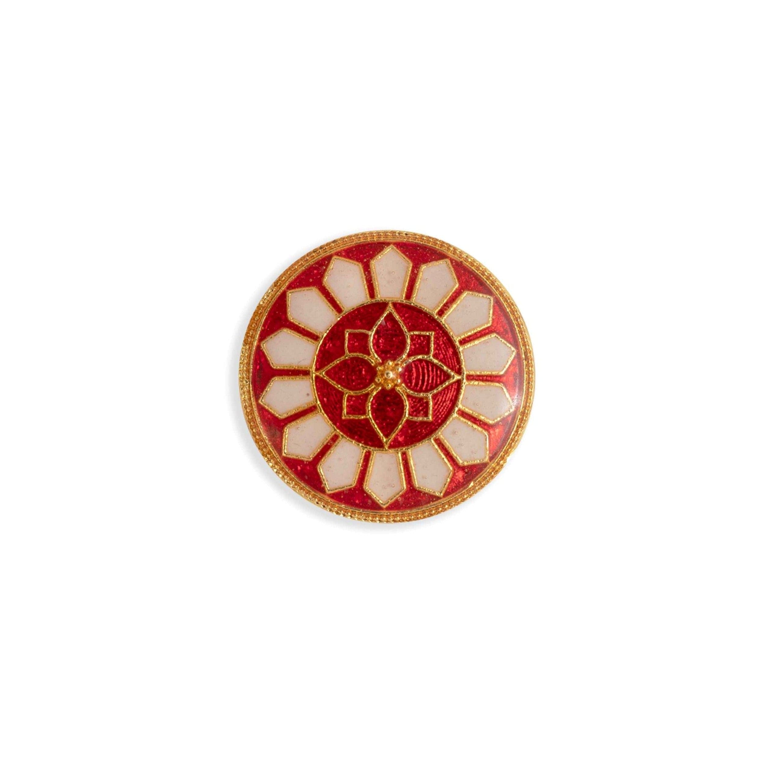 Handcrafted Red Blossom Mandala Buttons | Fancy Buttons | Jodhpuri Suit Buttons | JRT Handicrafts