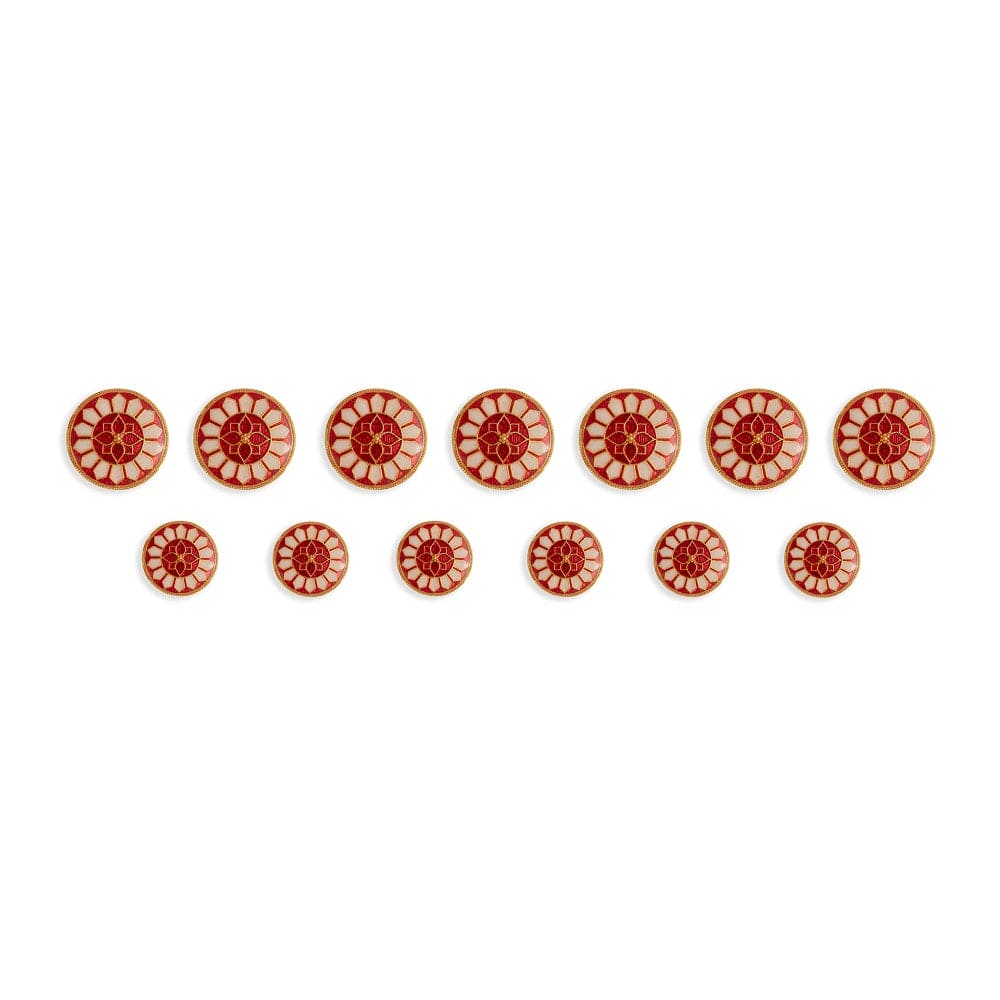 Handcrafted Red Blossom Mandala Buttons | Designer Coat Buttons | JRT Handicrafts