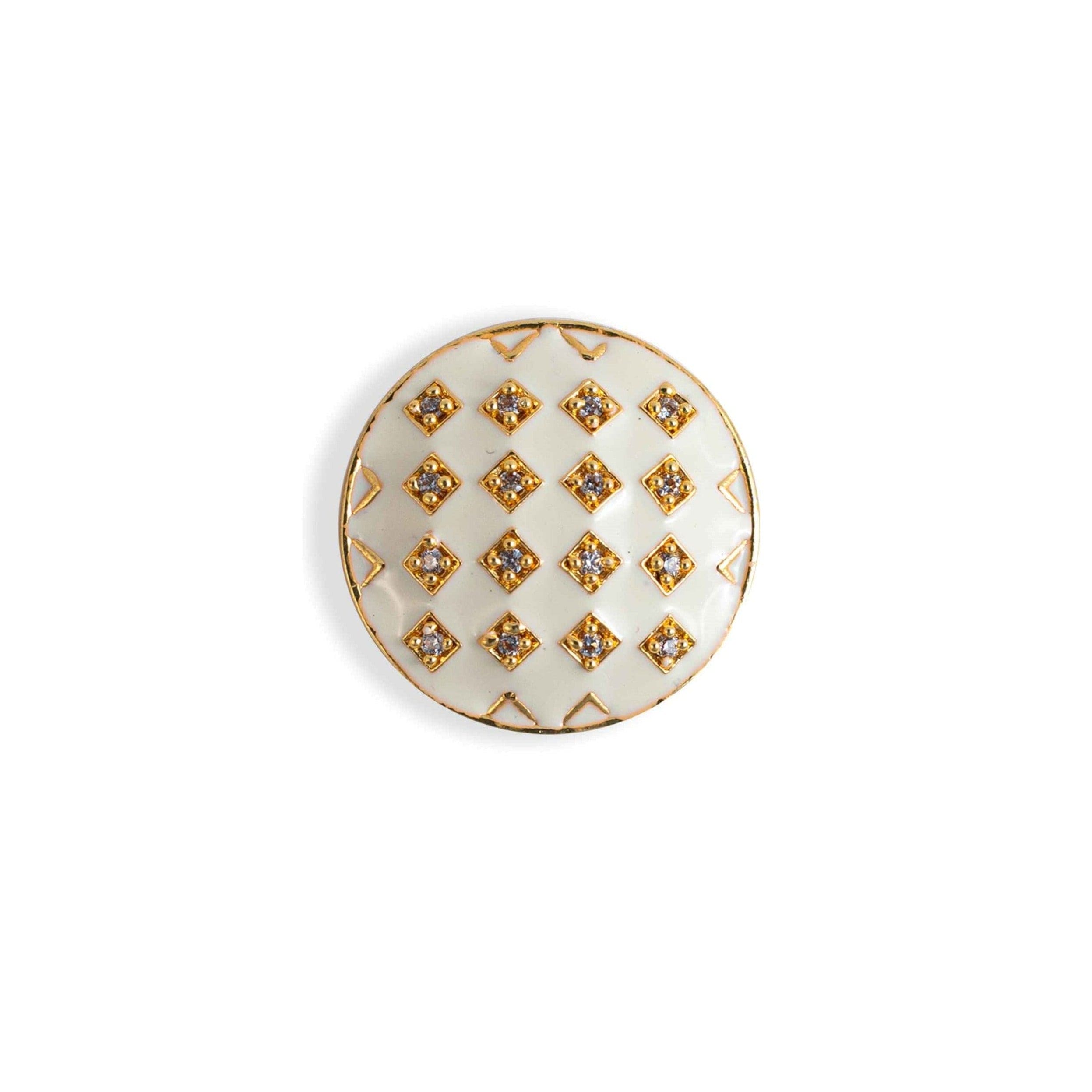 Elegant White Gingham Enamel Buttons | Jodhpuri Suit Buttons | JRT Handicrafts