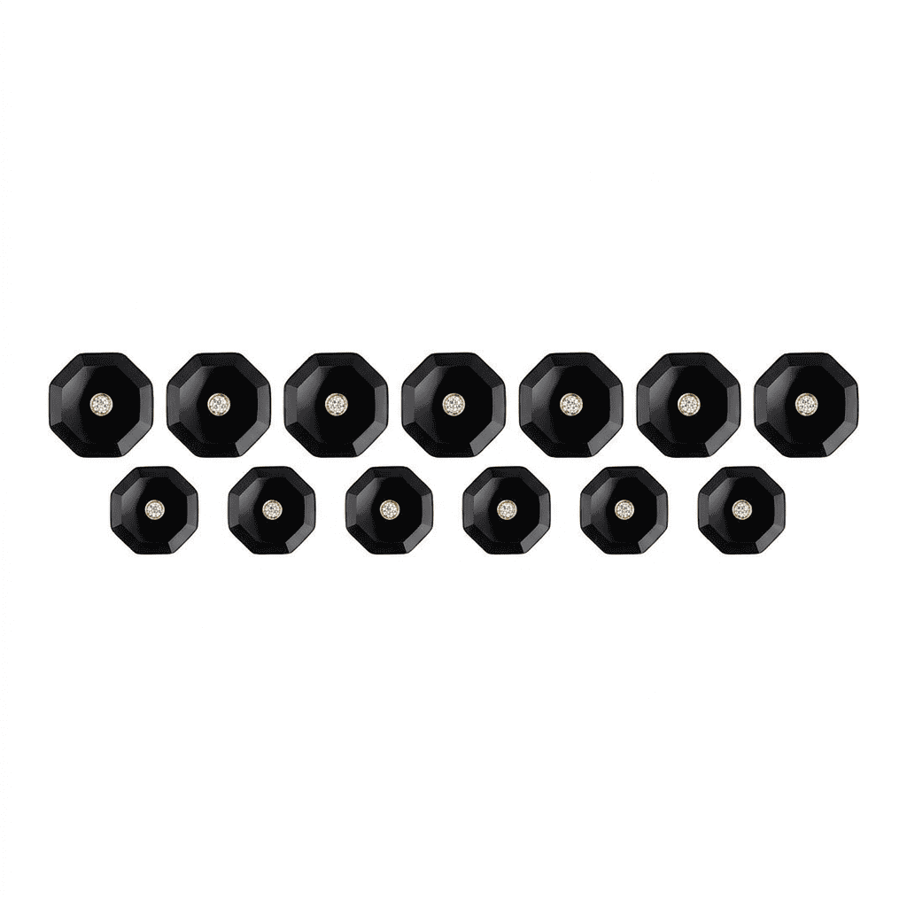 Octa Black Convex Onyx Buttons