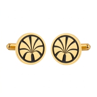 Royal Oasis Heritage Black Enamel Gold Plated Cufflinks
