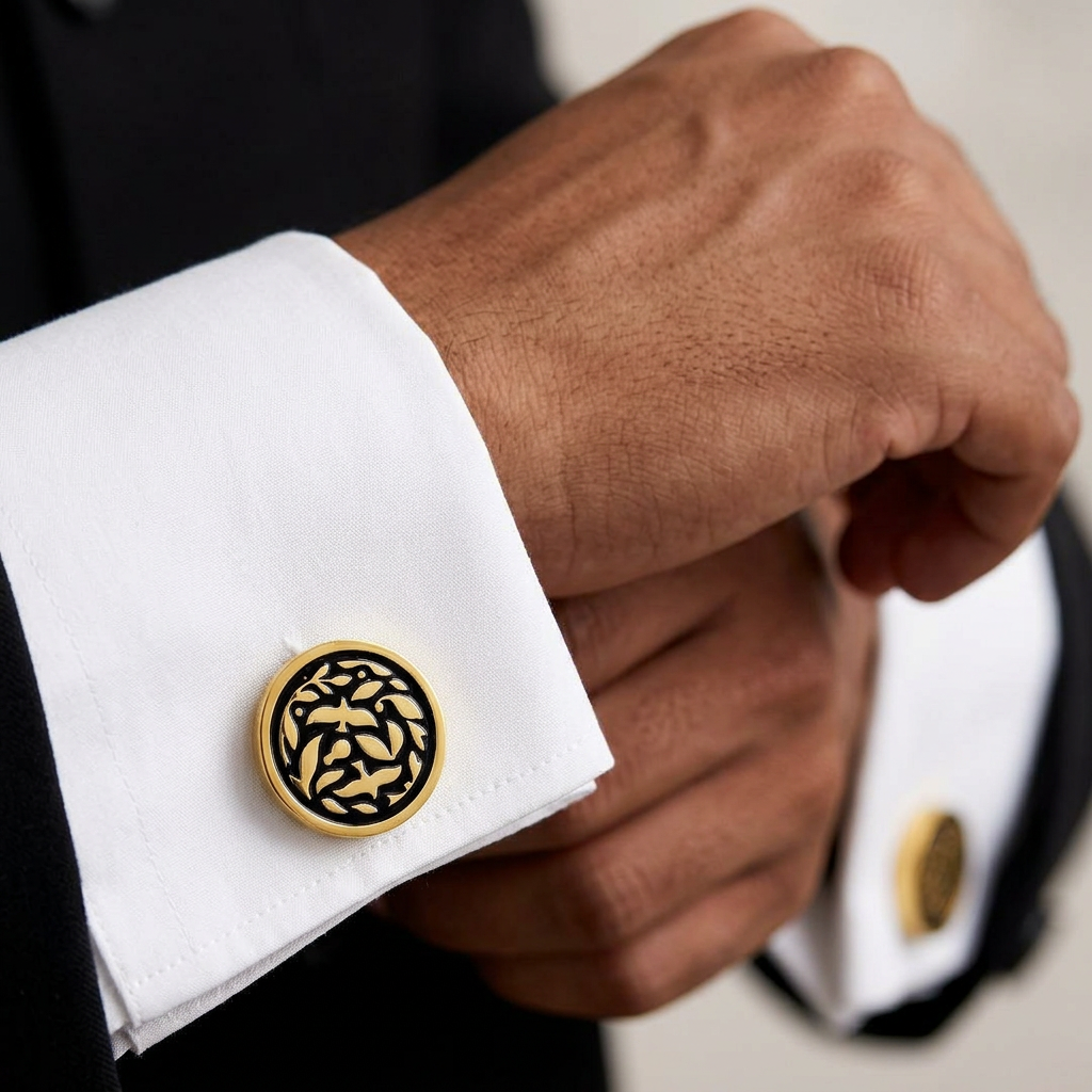 Jodhpur Heritage Avian Black Enamel Gold Plated Cufflinks
