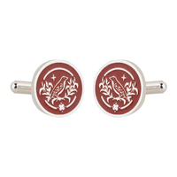 Sparrow Lush Flora Red Enamel Silver Plated Cufflinks