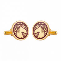 Royal Marwari Horse Red Enamel Cufflinks