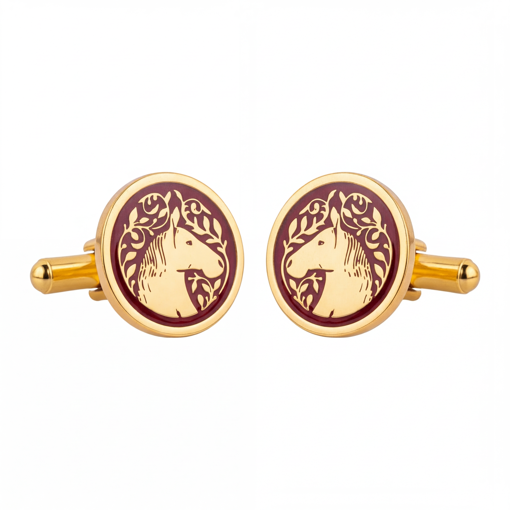 Royal Marwari Horse Red Enamel Cufflinks