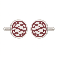Desert Wave Red Enamel Silver Plated Cufflinks
