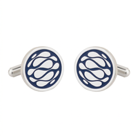 Desert Wave Blue Enamel Silver Plated Cufflinks