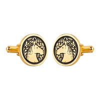 Royal Marwari Horse Black Enamel Cufflinks