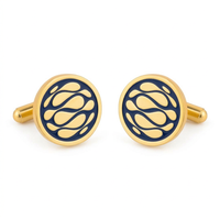 Desert Wave Blue Enamel Gold Plated Cufflinks