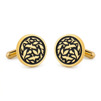 Jodhpur Heritage Avian Black Enamel Gold Plated Cufflinks