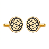 Desert Wave Black Enamel Gold Plated Cufflinks
