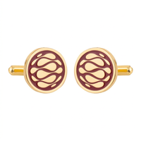 Desert Wave Red Enamel Gold Plated Cufflinks