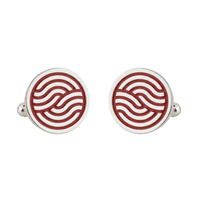 Leheriya Red Enamel Silver Plated Cufflinks