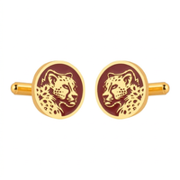 Marwar Leopard Red Enamel Gold Plated Cufflinks